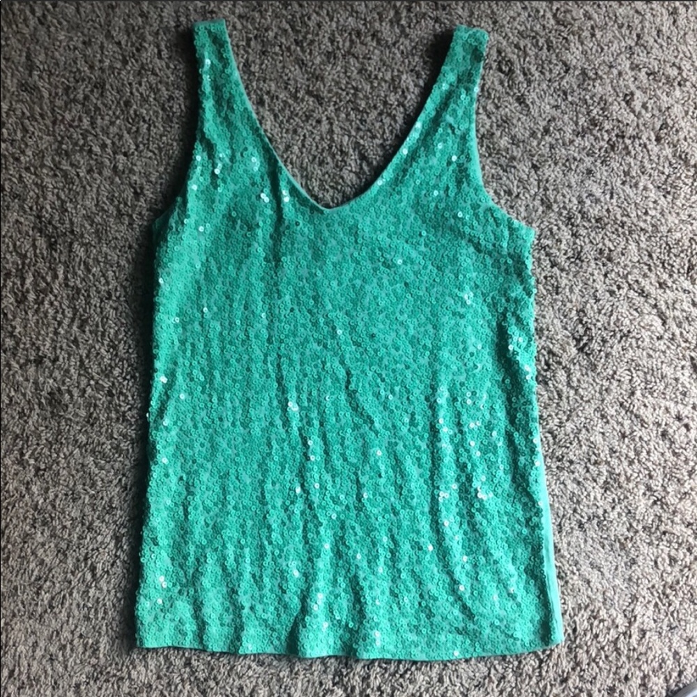 “J. Crew” Seafoam Green Sequin Tank